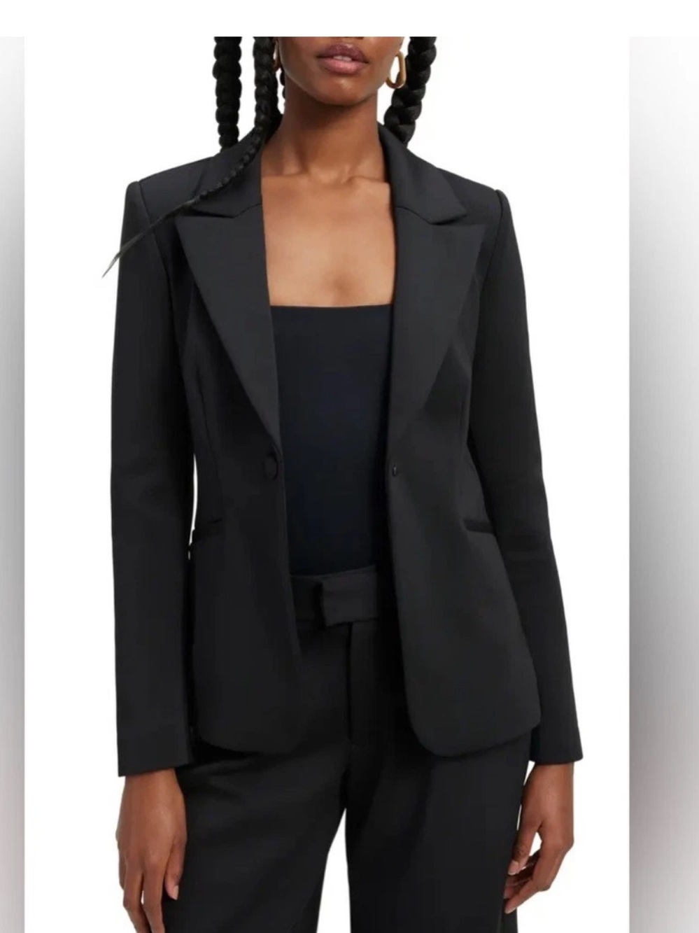Good American Scuba Tailored Black Blazer Jacket Size Small